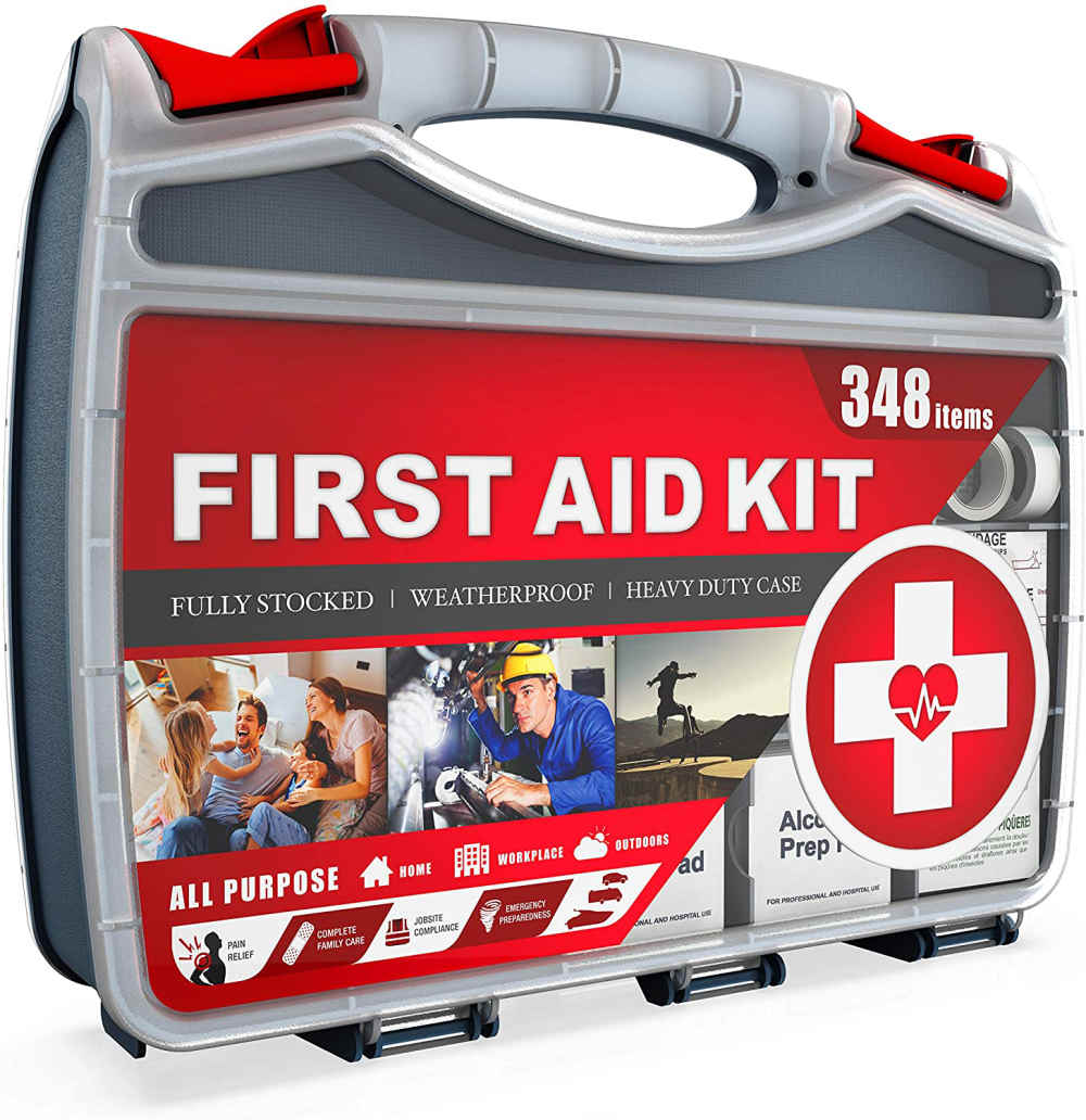 2-in-1Heavy-Duty Dual-Sided Hardcase First Aid Kit E na le 348 Piece First Aid Kit