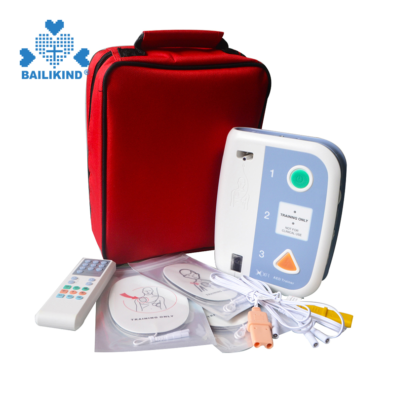 Mokhoa oa ho sebelisa AED Trainer Automated External Defibrillator Thupelo ea Thuso ea Pele Bakeng sa Lisebelisoa tsa ho Ruta ka Lipuo Tse peli tsa Sekolo sa CPR