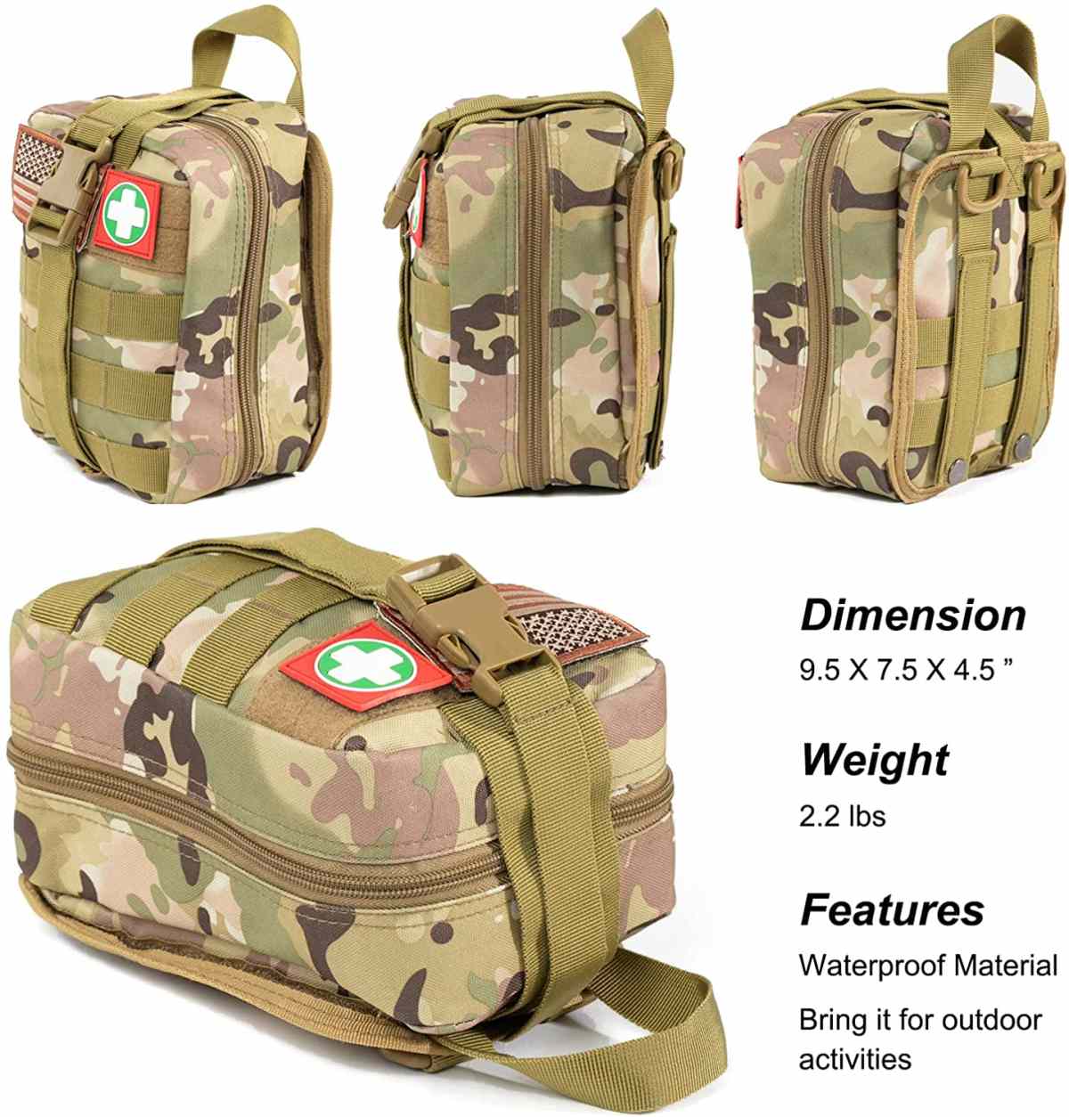 Camo Multi-Purpose First Aid Survival Gear bakeng sa Camping