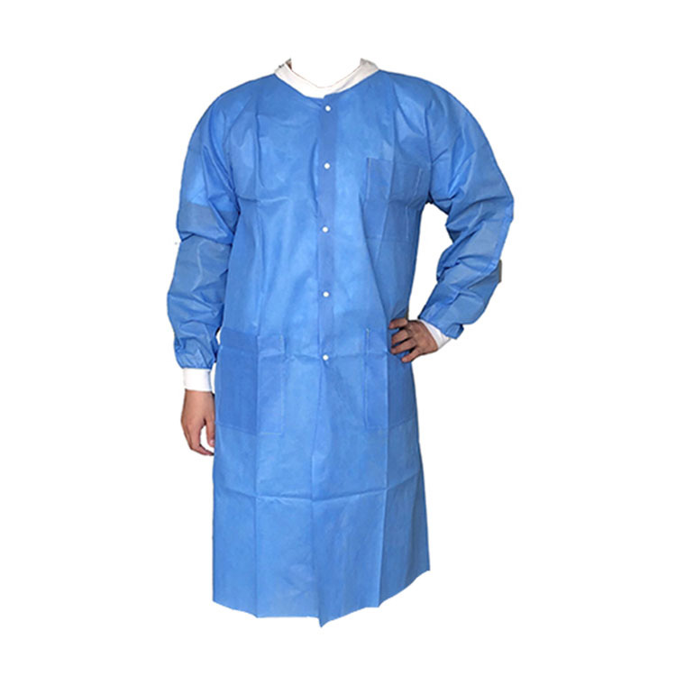 Lahla Pp le Pe Nonwoven Acid Resistant Medical Blue Lab Coat