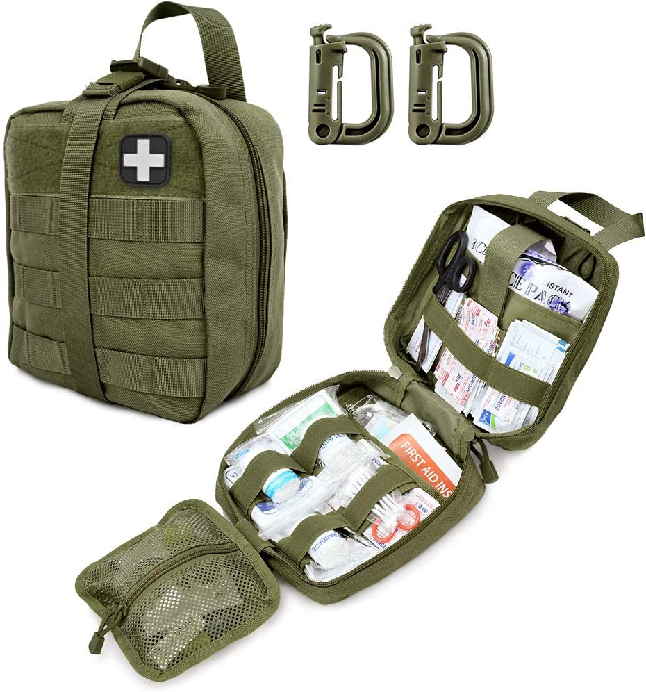 Green Tactical First Aid Military Medical Pouch e kenyeletsa Red Cross Patch