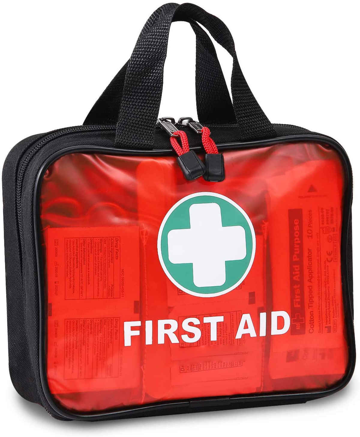 Red First Aid Handbag e nang le Lisebelisoa tsa Bongaka tse 200 Piece Hospital